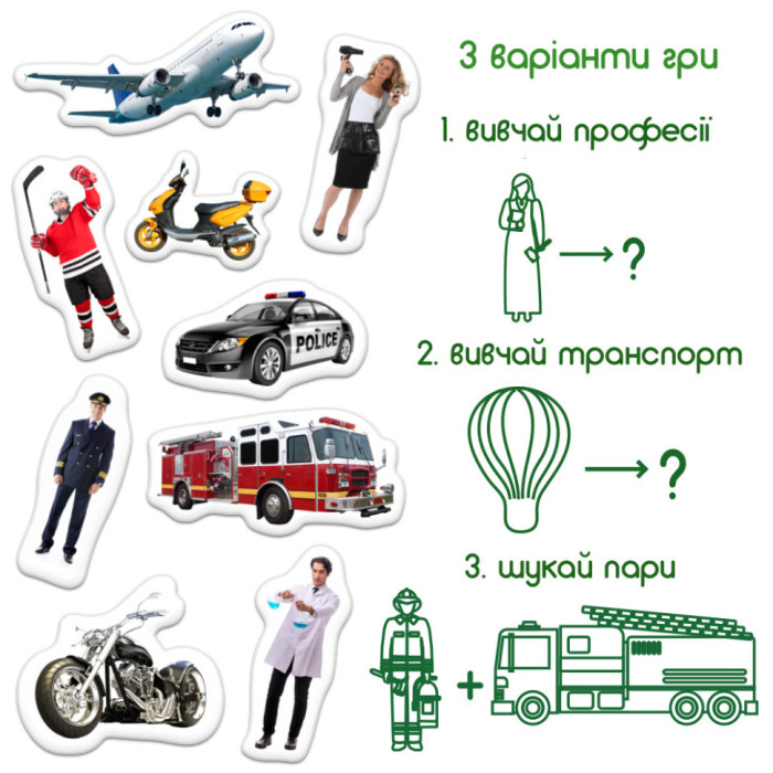 Дитячий набір магнітів Професії і транспорт ML4031-31 EN Magdum