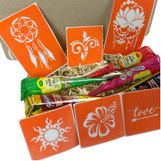 Набір кольорової хни з трафаретами для біо-тату №1 color-henna-set-01 Fresh Tattoo
