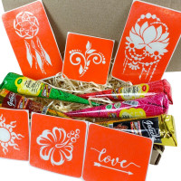 Набір кольорової хни з трафаретами для біо-тату №1 color-henna-set-01 Fresh Tattoo