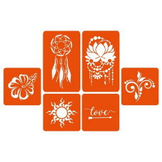 Набір кольорової хни з трафаретами для біо-тату №1 color-henna-set-01 Fresh Tattoo