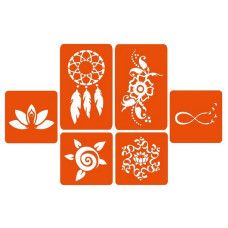 Набір кольорової хни з трафаретами для біо-тату №2 color-henna-set-02 Fresh Tattoo