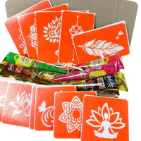 Набір кольорової хни з трафаретами для біо-тату №4 color-henna-set-04 Fresh Tattoo