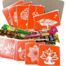 Набір кольорової хни з трафаретами для біо-тату №4 color-henna-set-04 Fresh Tattoo