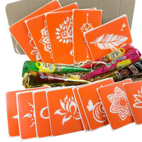 Набір кольорової хни з трафаретами для біо-тату №4 color-henna-set-04 Fresh Tattoo