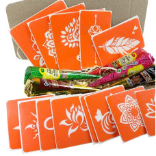 Набір кольорової хни з трафаретами для біо-тату №4 color-henna-set-04 Fresh Tattoo