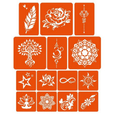Набір кольорової хни з трафаретами для біо-тату №4 color-henna-set-04 Fresh Tattoo