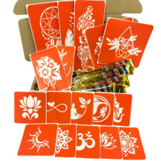 Набір кольорової хни з трафаретами для біо-тату №6 color-henna-set-06 Fresh Tattoo