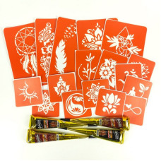 Набір кольорової хни з трафаретами для біо-тату №6 color-henna-set-06 Fresh Tattoo