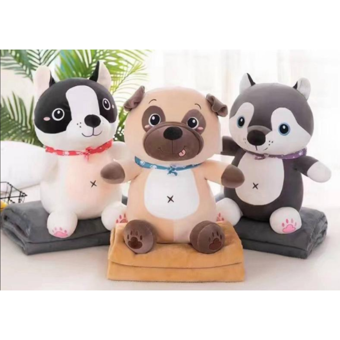 Дитяча м'яка іграшка "Собачка" L1130 іграшка з пледом, розмір 50 см Bambi