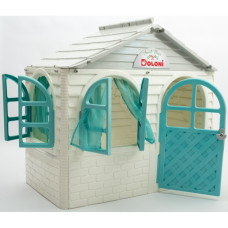 Ігровий Будиночок зі шторками Doloni Toys 02550/15 Біло-Бірюзовий Doloni