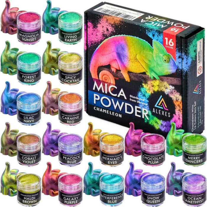 Перламутровий пігмент хамелеон Chameleon Mica Powder HM-001, 16 кольорів Alexes