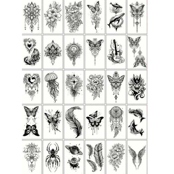 Набір дитячих тимчасових татуювань "Чорні міні №4" black-tattoo-mini-set-4-H Fresh Tattoo