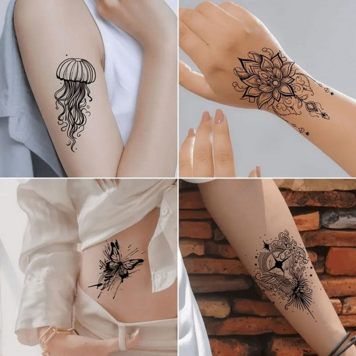 Набір дитячих тимчасових татуювань "Чорні міні №4" black-tattoo-mini-set-4-H Fresh Tattoo