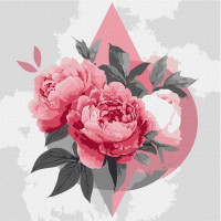 Картина за номерами "Геометричні фігури з півоніями"©art_selena_ua KHO3315, 30х30 см Идейка