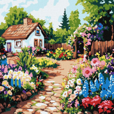 Картина за номерами "Квіти біля хатини"©art_selena_ua KHO6382, 30х30 см Идейка