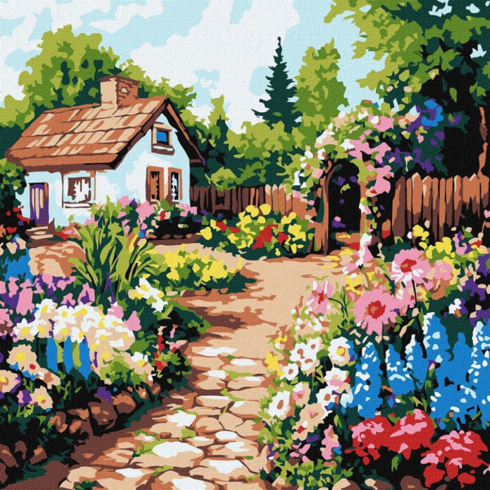 Картина за номерами "Квіти біля хатини"©art_selena_ua KHO6382, 30х30 см Идейка