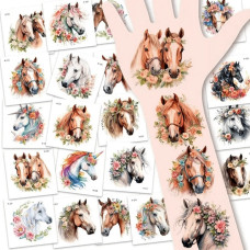 Набір тимчасових татуювань "Коні" Horses-20-01 розмір 6х6 см Fresh Tattoo