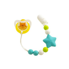 Ланцюжок для пустушки "Зірка" 3390(Blue) силіконовий BABY TEAM