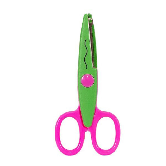 Ножиці дитячі 80685(Green-Pink) з фігурним лезом Bambi
