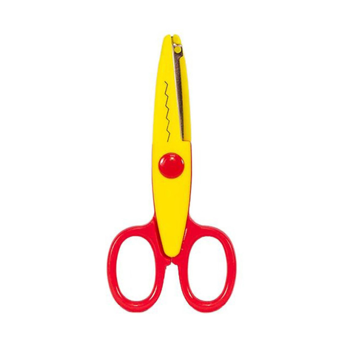 Ножиці дитячі 80685(Red-Yellow) з фігурним лезом Bambi