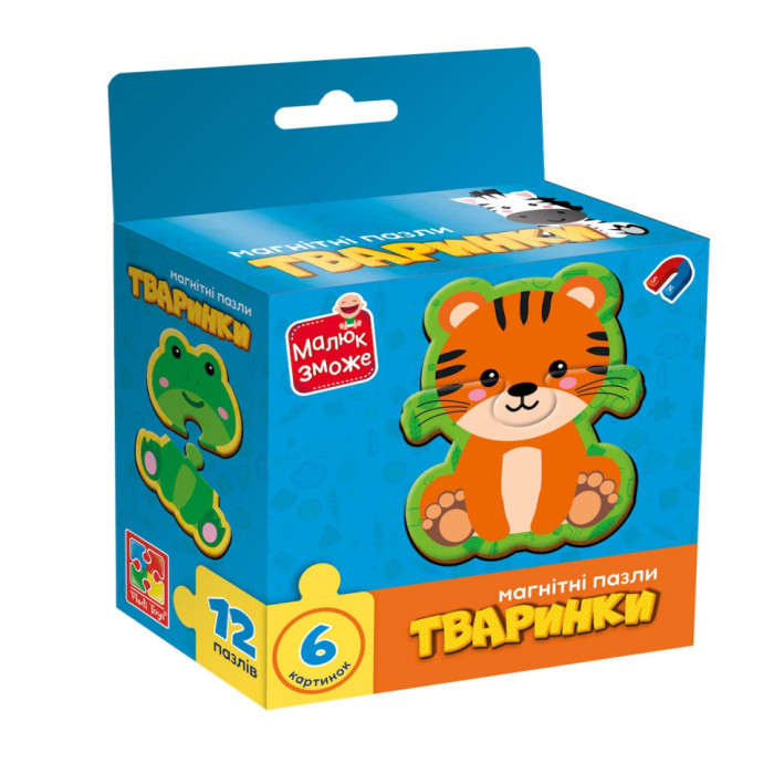 Дитячі магнітні пазли "Тваринки" VT1733-04, 6 картинок Vladi Toys