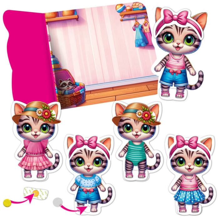 Гра розвиваюча з липучками "Кошеня" VT1320-03, 10 елементів одягу Vladi Toys