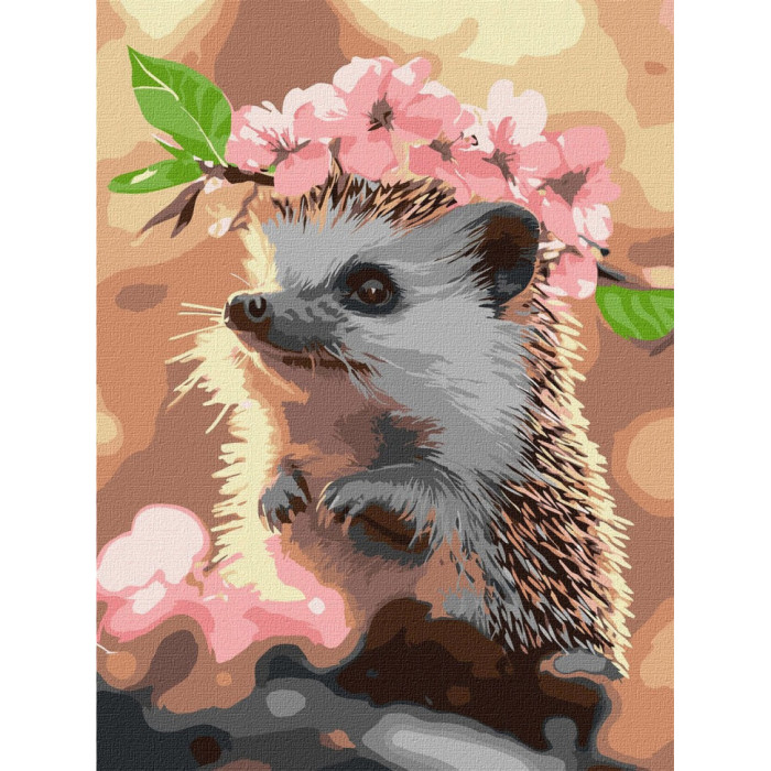Картина за номерами "Їжачок у вишневому цвітінні"©art_selena_ua KHO6756, 30х40 см Идейка