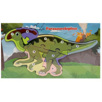 Дерев'яний пазл-вкладиш "Parasaurolophus" MD 1924-10, 9 елементів Bambi