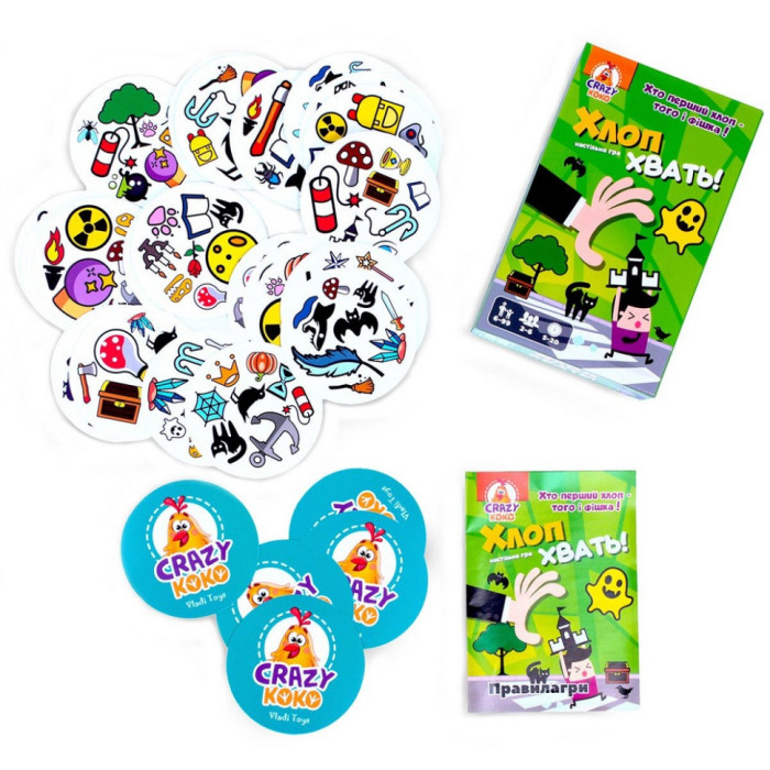 Дитяча настільна гра "Хлоп! Хвать!" VT8077-05, 54 фішки, правила гри Vladi Toys