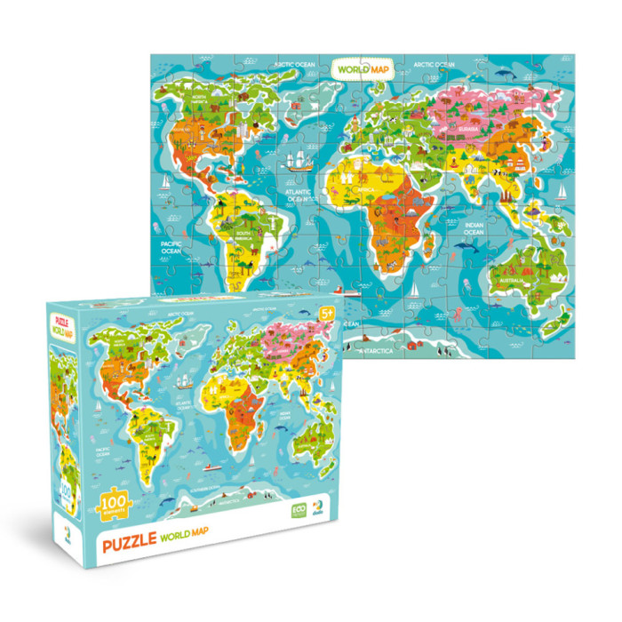 Пазли класичні "Карта світу" 300704, 100 елементів DoDo Toys