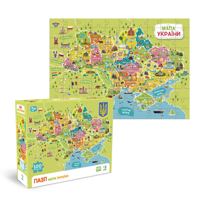 Пазли класичні "Карта України" 300706, 100 елементів DoDo Toys