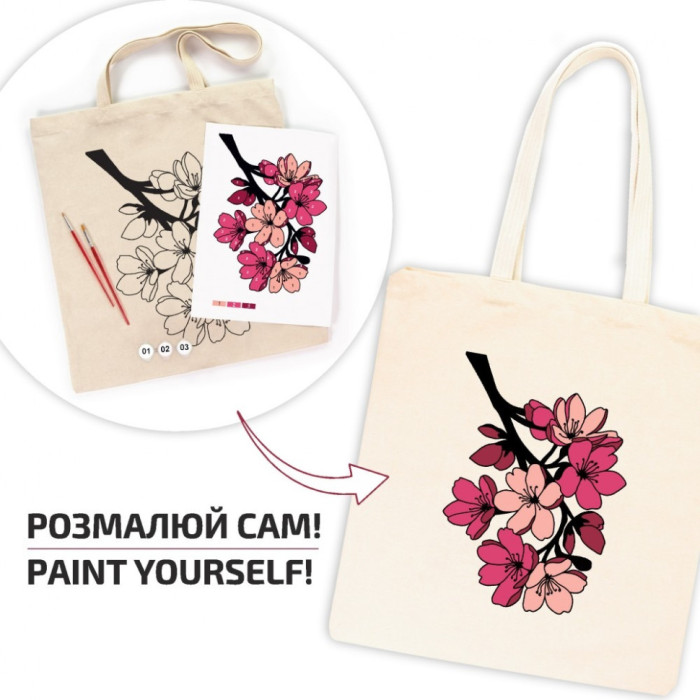 Набір для творчості екосумка-розмальовка "Flowers" N0003653, 38х42 см Rosa