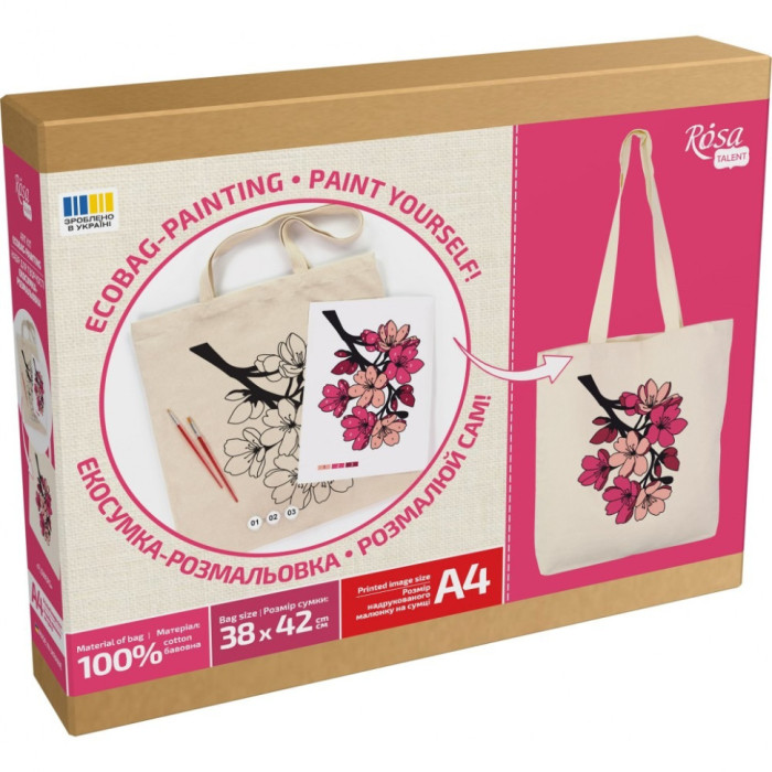 Набір для творчості екосумка-розмальовка "Flowers" N0003653, 38х42 см Rosa