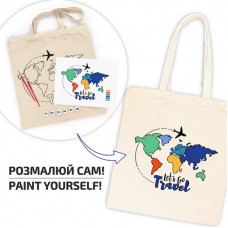 Набір для творчості екосумка-розмальовка "Lets go Travel" N0003655, 38х42 см Rosa