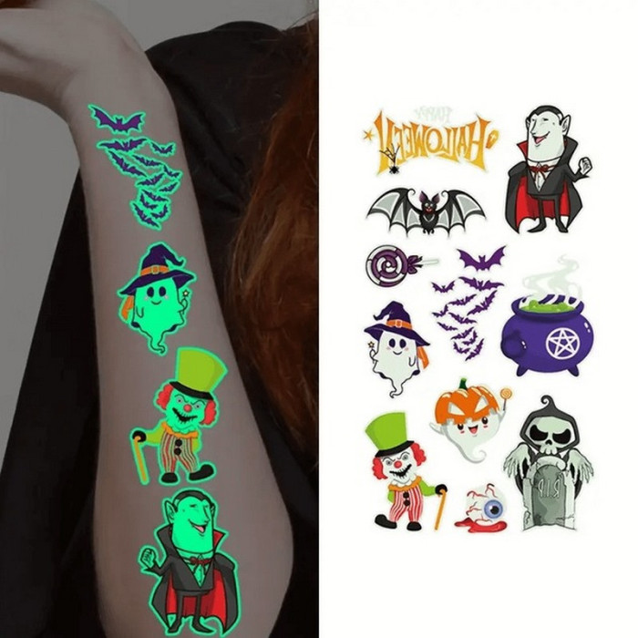 Набір дитячих тимчасових тату "Halloween glow" kids-tatto-halloween-glow-set-1 Fresh Tattoo