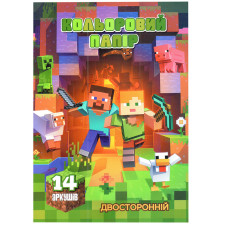 Кольоровий папір двосторонній "Minecraft" 854045-2, 14 сторінок, 7 кольорів Leader