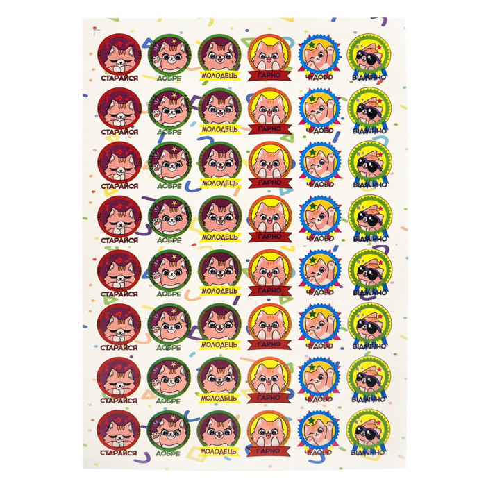 Оцінююча наклейка Котики KT23082504, 1 лист, 48 наклейок Jumbi