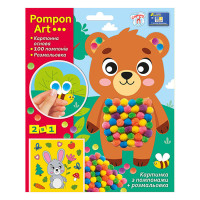 Набір для творчості Ведмідь Pompon Art 10100692, 100 помпонів та розмальовка Ranok Creative
