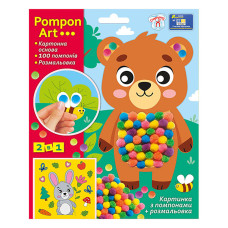 Набір для творчості Ведмідь Pompon Art 10100692, 100 помпонів та розмальовка Ranok Creative