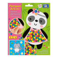 Набір для творчості Панда Pompon Art 10100691, 100 помпонів та розмальовка Ranok Creative