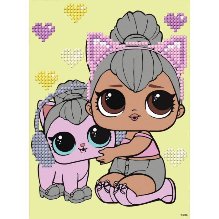 Алмазна мозаїка "L.O.L. Surprise! Kitty Queen With Kitty Kitty" AML1206, 15x20 см Идейка