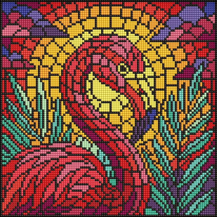 Алмазна мозаїка "Вітраж. Фламінго"©art_selena_ua AMO8318, 30х30 см Идейка
