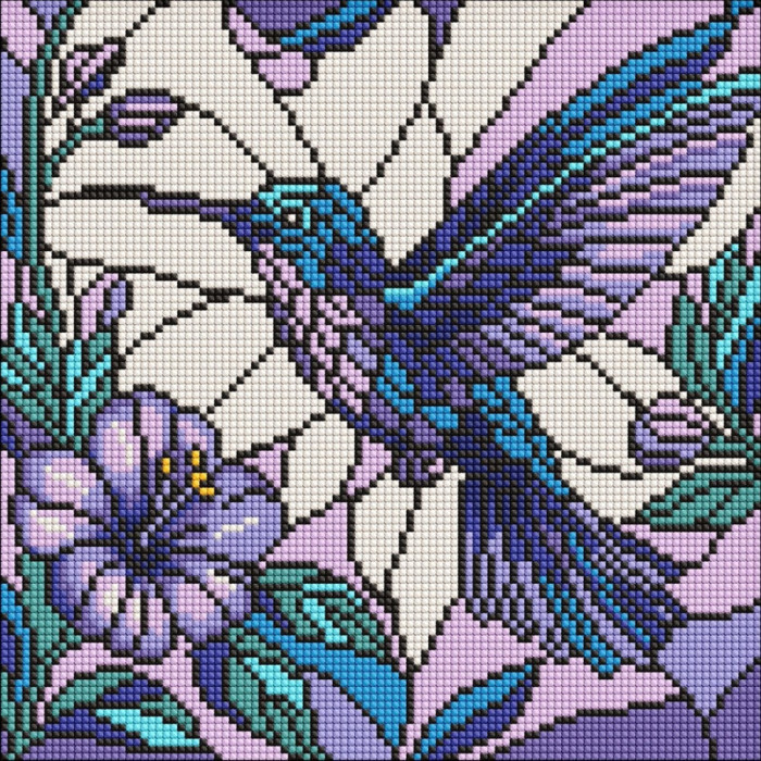 Алмазна мозаїка "Вітраж. Колібрі"©art_selena_ua AMO8319, 30х30 см Идейка