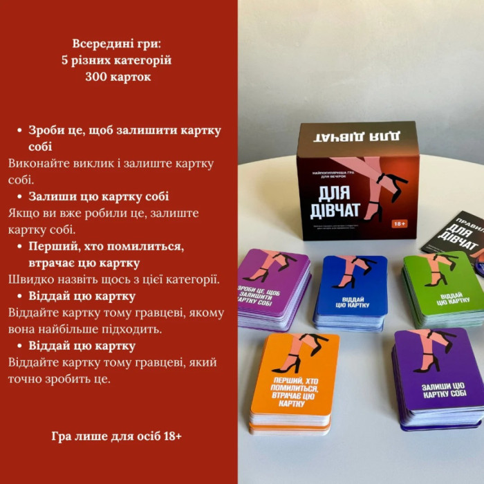 Настільна гра Для дівчат 290131, 5 різних категорій карт Gamesly