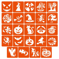 Набір трафаретів для біо-тату "Хелловін №2" Hallowween-2-24, 24 трафарети 6х6 см Fresh Tattoo