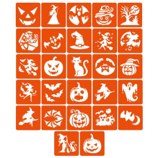 Набір трафаретів для біо-тату "Хелловін №2" Hallowween-2-27, 27 трафаретів 5х5 см Fresh Tattoo