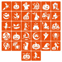 Набір трафаретів для біо-тату "Хелловін №3" hallowween-3-32, 32 трафарети 6х6 см Fresh Tattoo