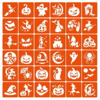 Набір трафаретів для біо-тату "Хелловін №3" Hallowween-3-36, 36 трафаретів 5х5 см Fresh Tattoo