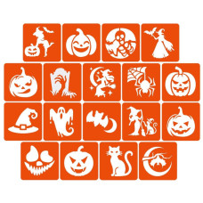 Набір для біо-тату "Хелловін - гліттер" set-halloween-glitter 18 трафаретів Fresh Tattoo
