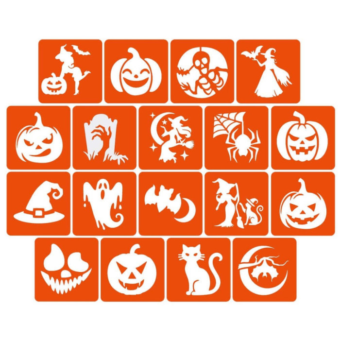 Набір для біо-тату "Хелловін - гліттер" set-halloween-glitter 18 трафаретів Fresh Tattoo